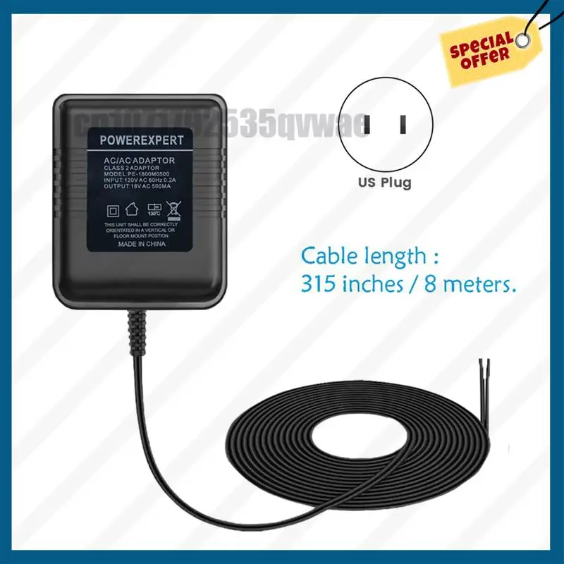 -A89Z جرس باب يتضمن شاشة عرض فيديو شاحن الحبل 18 فولت تيار متردد 500 مللي أمبير لجرس باب يتضمن شاشة عرض فيديو Pro/2 ، محول جرس الباب Zmodo