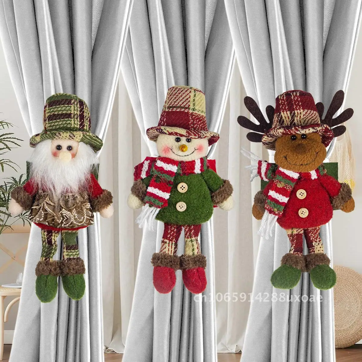 

Christmas Decoration New Curtain Buckle Elderly Snowman Elk Home Decorations Window Mall Hotel Decoration