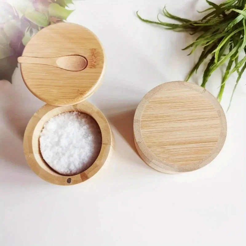 

Salt Seasoning Jars Pepper Jar Bamboo Condiment Box Bowl Storage Pot Set Wood Sugar Container Holder Lid Function Multi Bowls
