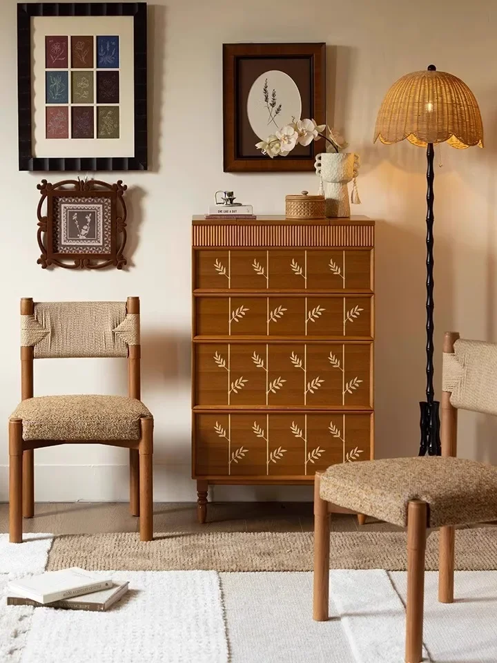 Solid Wood Household Soft Pack Dining Chair Living Room Rope Chair Bedroom Dressing Table Stool Cloakroom Makeup Chairs