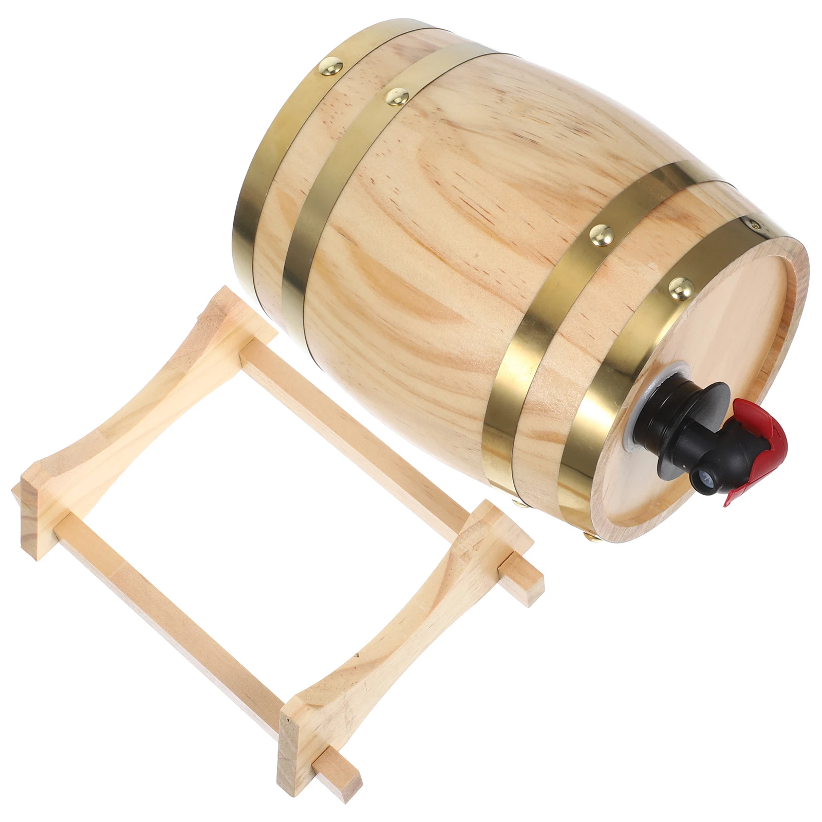

1 Set Wood Dispenser 0.8L Vintage Aging Sturdy Wooden Drink Storage Red Wine Container Retro Bar Decorative Kitchen Bar Supplies