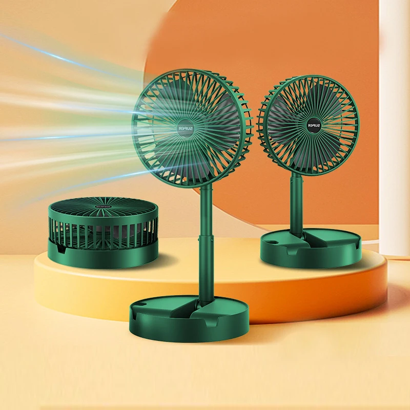 Portable USB Rechargeable Fan Foldable Telescopic Fan Low Noise Large Capacity Battery Mini Electric Fan Office Homehouse