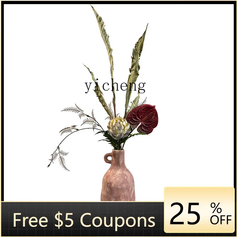 

ZYA Набор в стиле ретро Картина маслом Гостиная Высококачественная имитация декоративного орнамента Цветочный готовый продукт