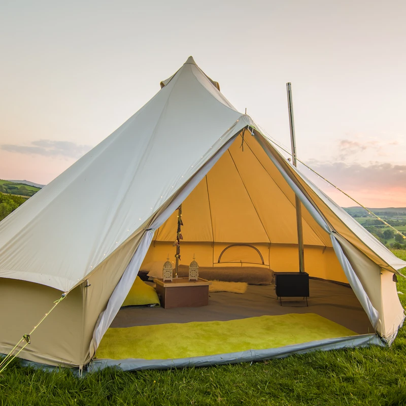 

Luxury Bell Tent Waterproof with Stove Hole Camping Tent Cotton Glamping Bell Tent