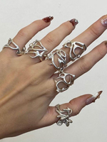 Personalized Fashion Irregular Geometry Hollow out Ring for Women's Daily Party Neutral Jewelry