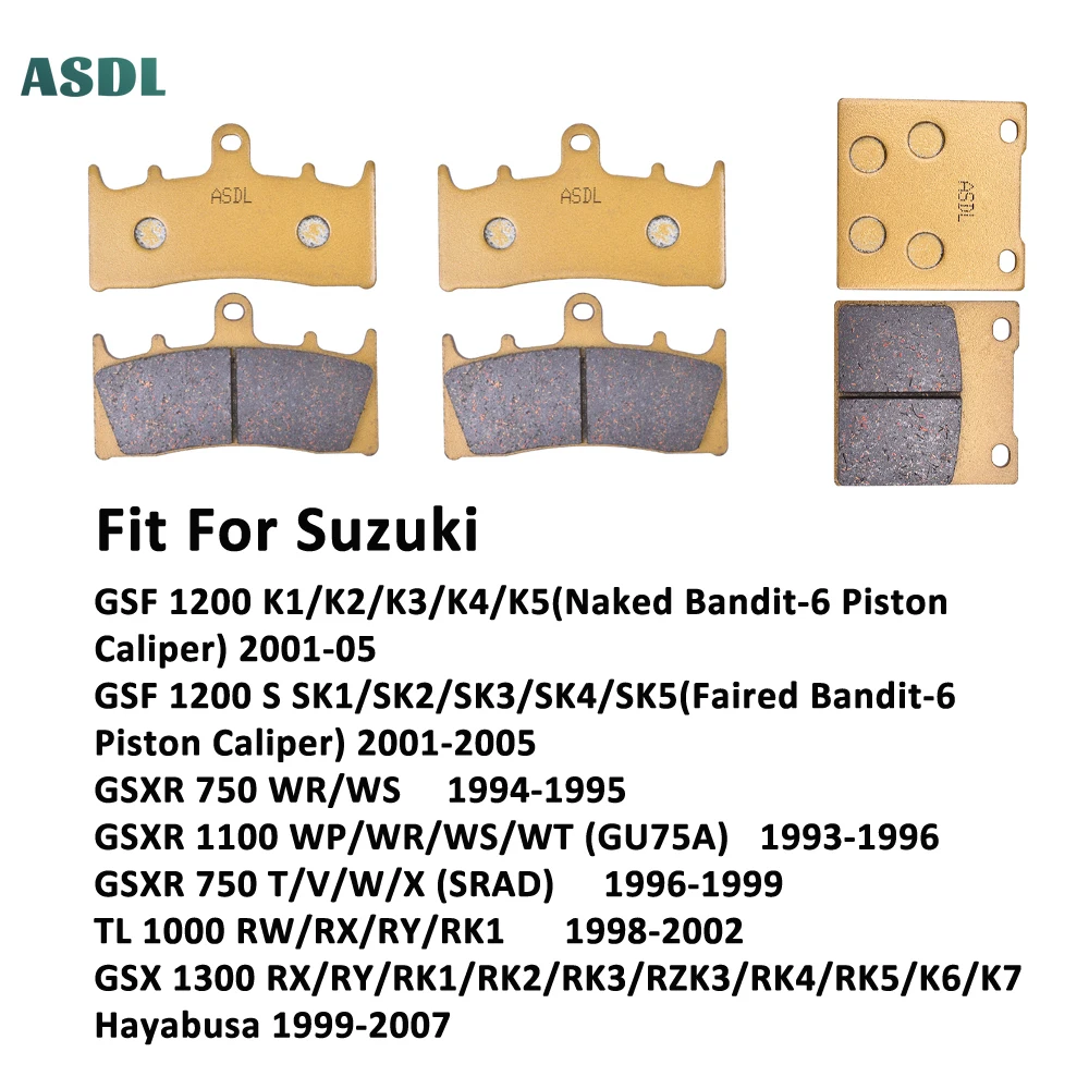 Motorbike Front Rear Brake Pads For Suzuki GSXR 1100 WP/WR/WS/WT GSX1300RX RY RK1-RK5 K6 K7 Hayabusa GSF 1200 TL1000 GSX 1300