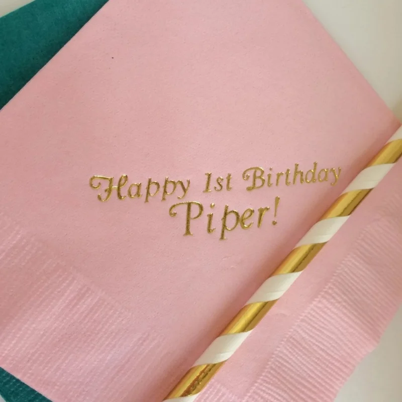 

50pcs Personalized Napkins First 1st Birthday ALL Birthdays Cocktail Beverage Luncheon Dinner Guest Towel Napkins lots of colors