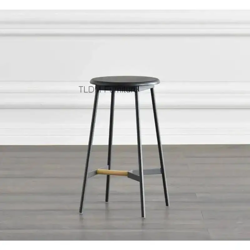 

Современный минималистичный барный стул в скандинавском и японском стиле из массива дерева - Черный круглый барный стул для кухни, скандинавские барные стулья (Bancos Para Barra)