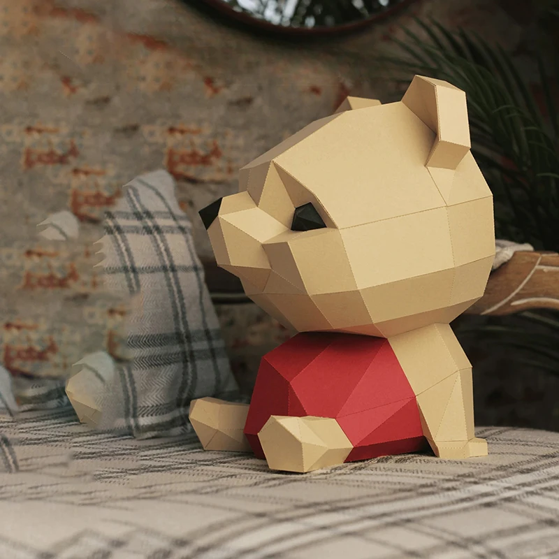 Simpatico orsetto modello di carta decorazioni per la casa decorazione da scrivania ornamento della stanza papecraft puzzle 3D fai da te giocattoli creativi fatti a mano