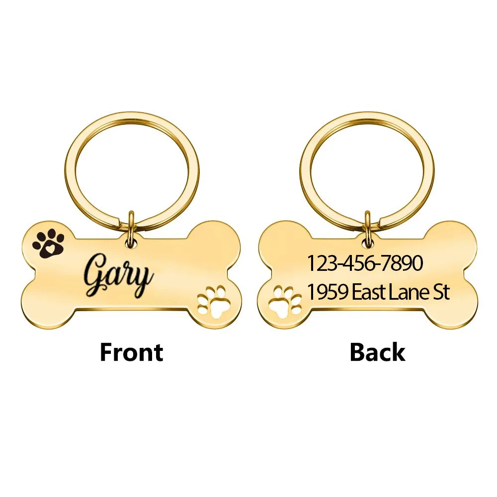 

1 pc cool font Custom Name and number Laser Engraving Dog Tag Anti-lost Name Collars Dog Keychain Engraved For Dog