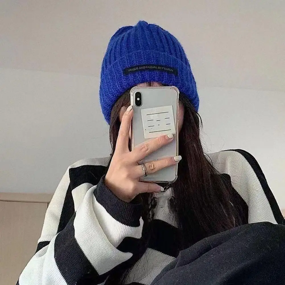 

Women Beanie Winter Warm Chunky Soft Knit Slouchy Beanie Hat with Rolled Edge Stylish English Letters Women's Beanie for Outdoor