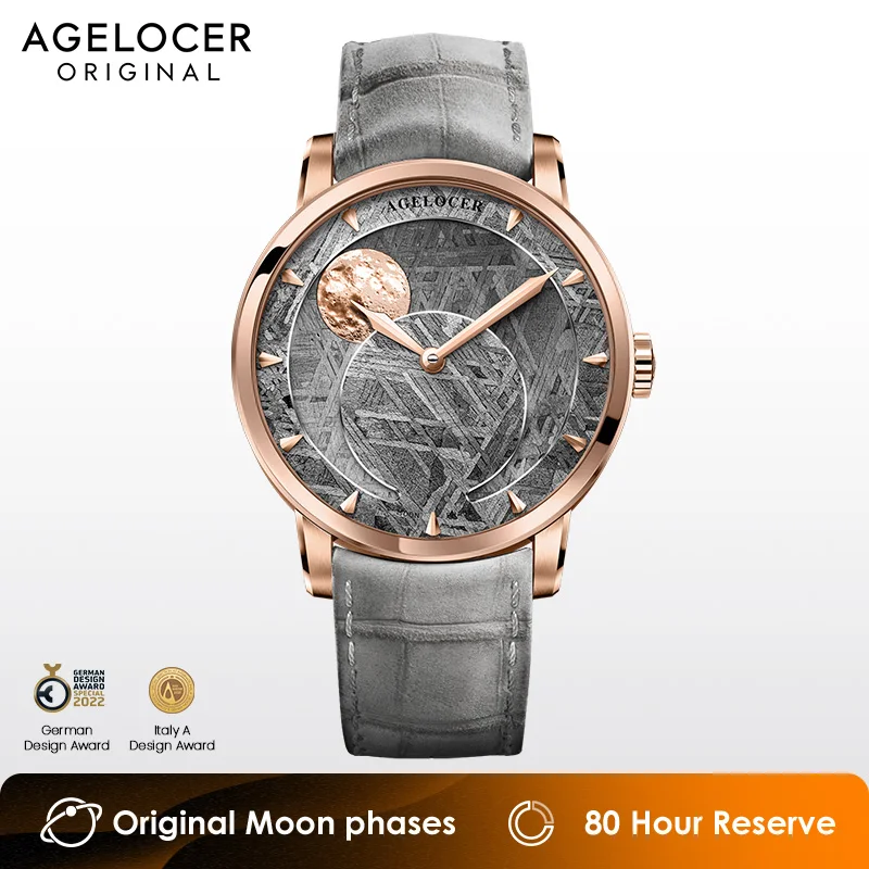 AGELOCER Switzerland Designer Meteorite dial Luxury Watch Top Brand Mens Automatic Sapphire Watches Mechanical Power Reserve 80h