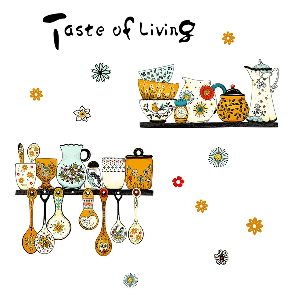 

Environmentally Friendly Wall Stickers Home Décor Easy To Disassemble Easy To Paste Kitchen Cutlery Decorative