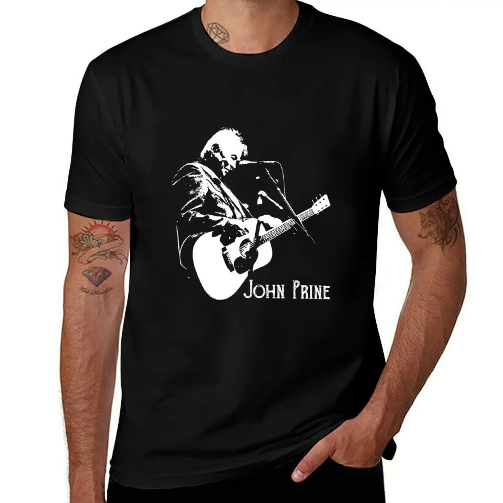 

John Prine Guitar Fanart T-Shirt t shirts for man pack cotton t shirts for man slim fit t shirts for man graphic vintage T-Shirt
