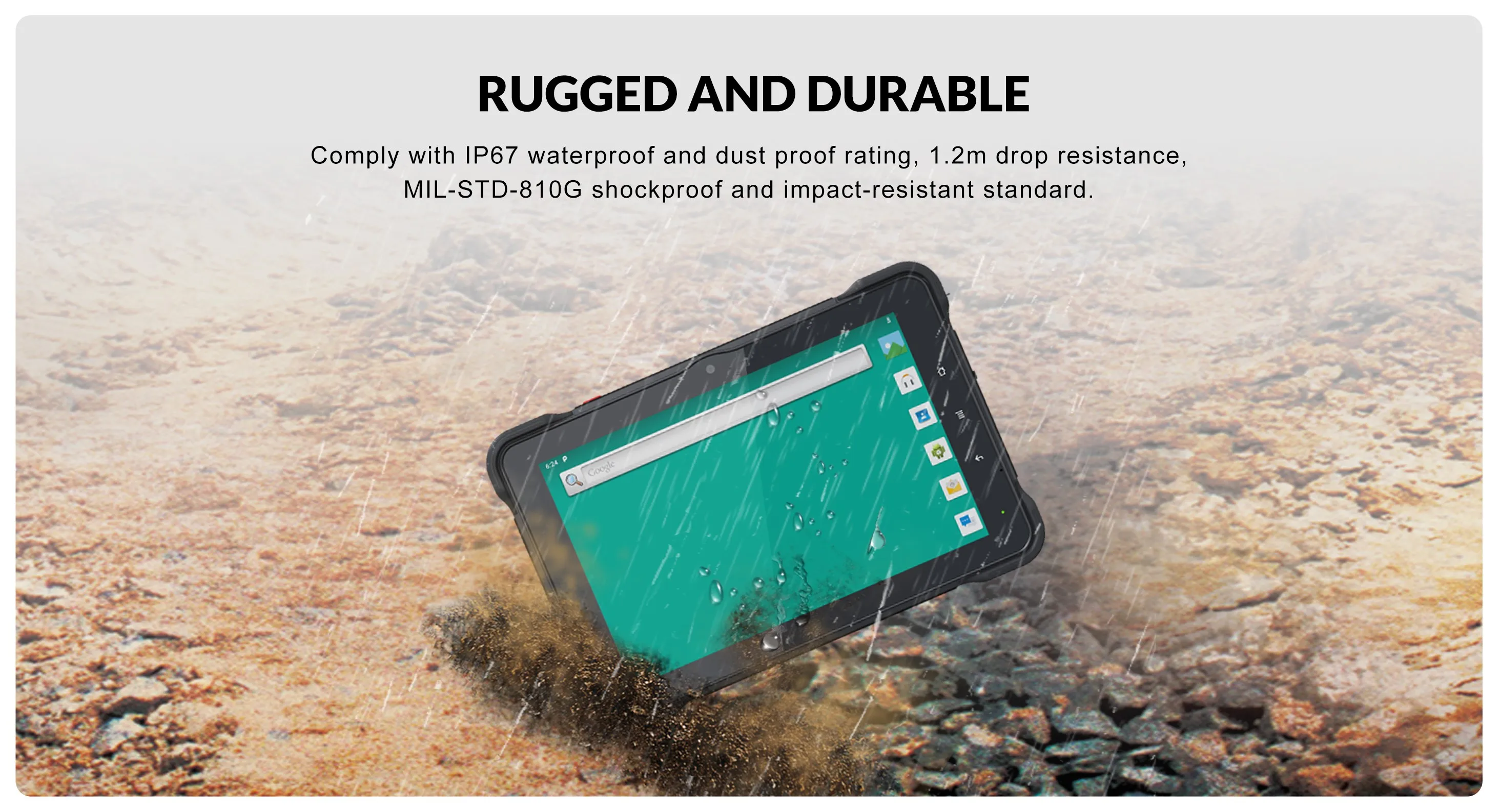 ODM OEM 7 Inch Rugged Android 13 Octa Core Tablet 8GB/128GB Dual 4G Wi-Fi NFC Camera GPS Vehicle-Mounted Waste Management