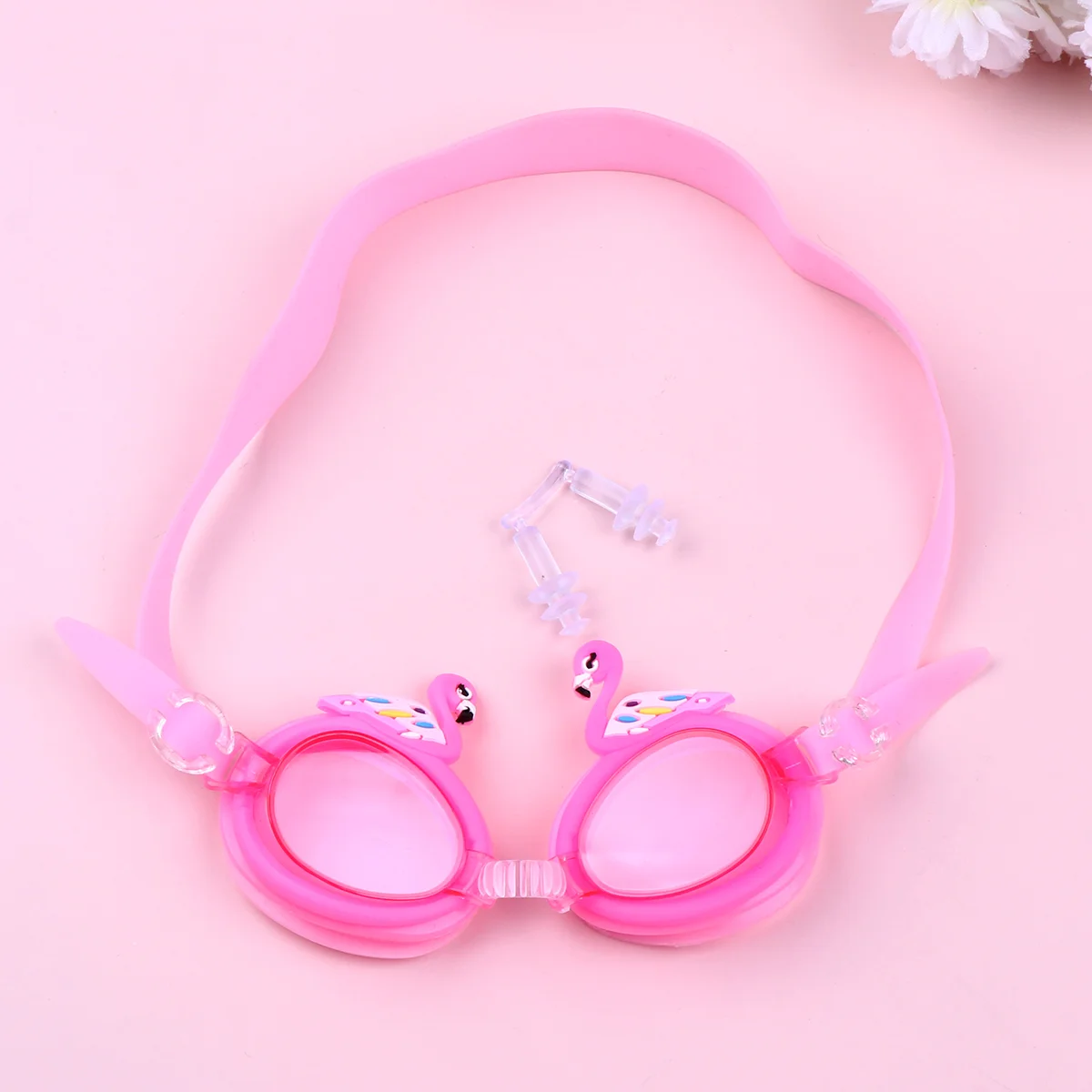 

Pink Swim Goggles Swan Decorative Kids Eyewear Adjustable Swimming Glasses Outdoor Beach Pool Accessories Anti-Fog Leak Free