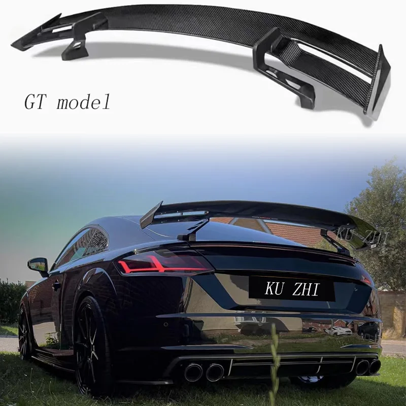 Suitable For Audi TT TTS TTRS R8 V8 MK3 MK2 Rear Spoiler Fiberglass Material Car Trunk Cover Glossy Black Rear Spoiler