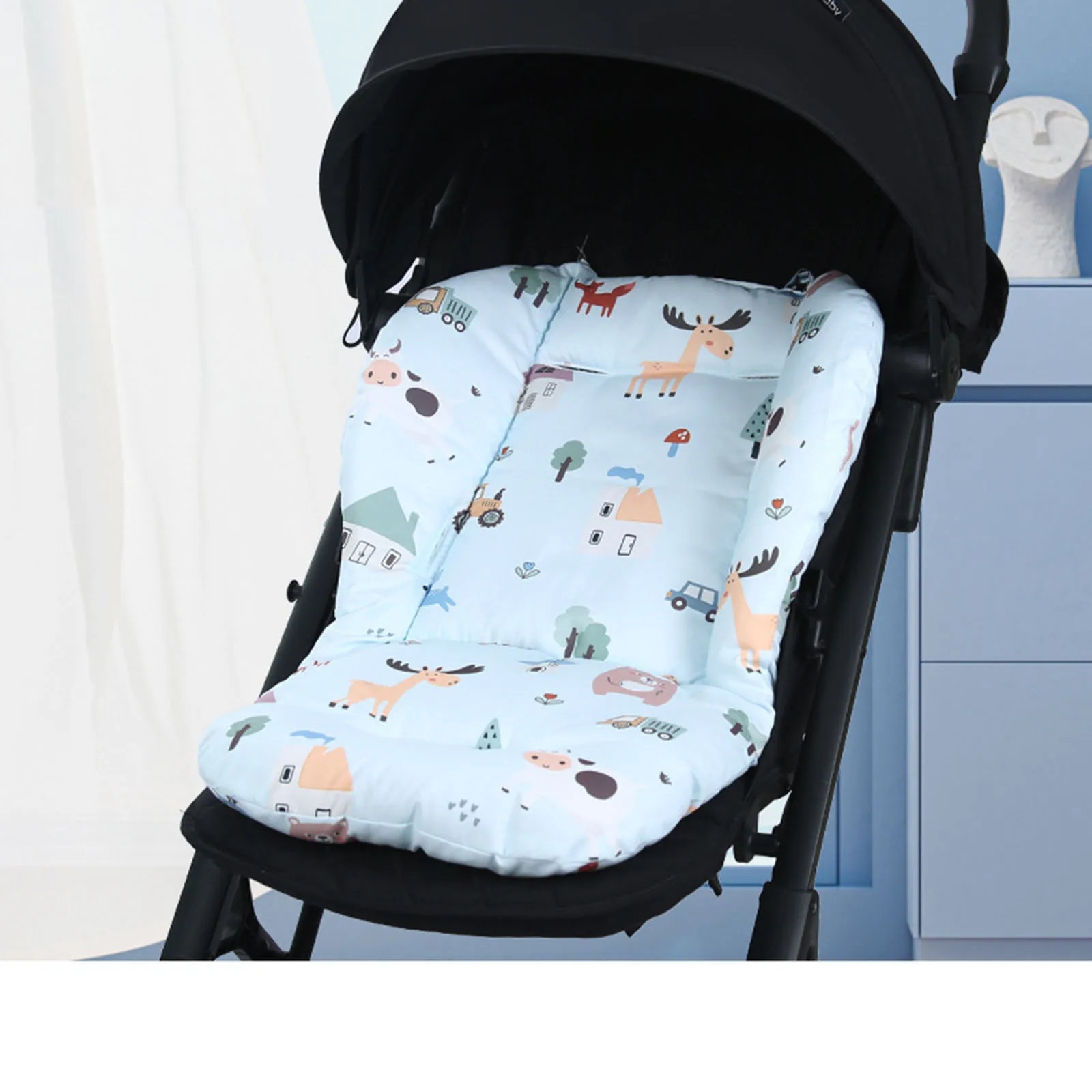 Alfombrilla de algodón para asiento de cochecito de bebé, almohadilla de colchón para carrito de niños, cojín de asiento para cochecito, forro transpirable, accesorios Unisex para cochecito de León