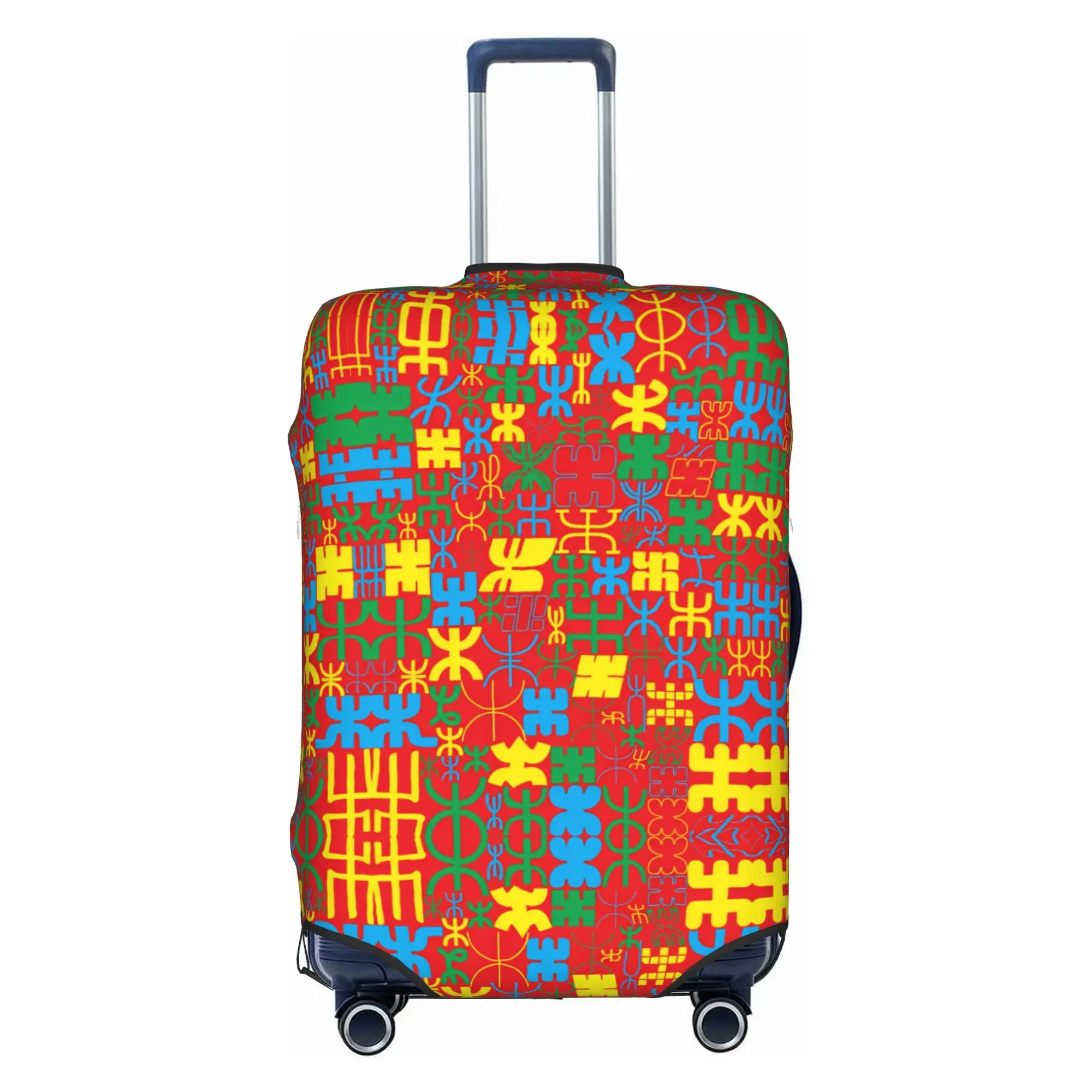 Kabyle Amazigh Symbols Luggage Cover Elastic Tifinagh Alphabet Berber Script Travel Suitcase Protective Covers Fits 18-32 Inch
