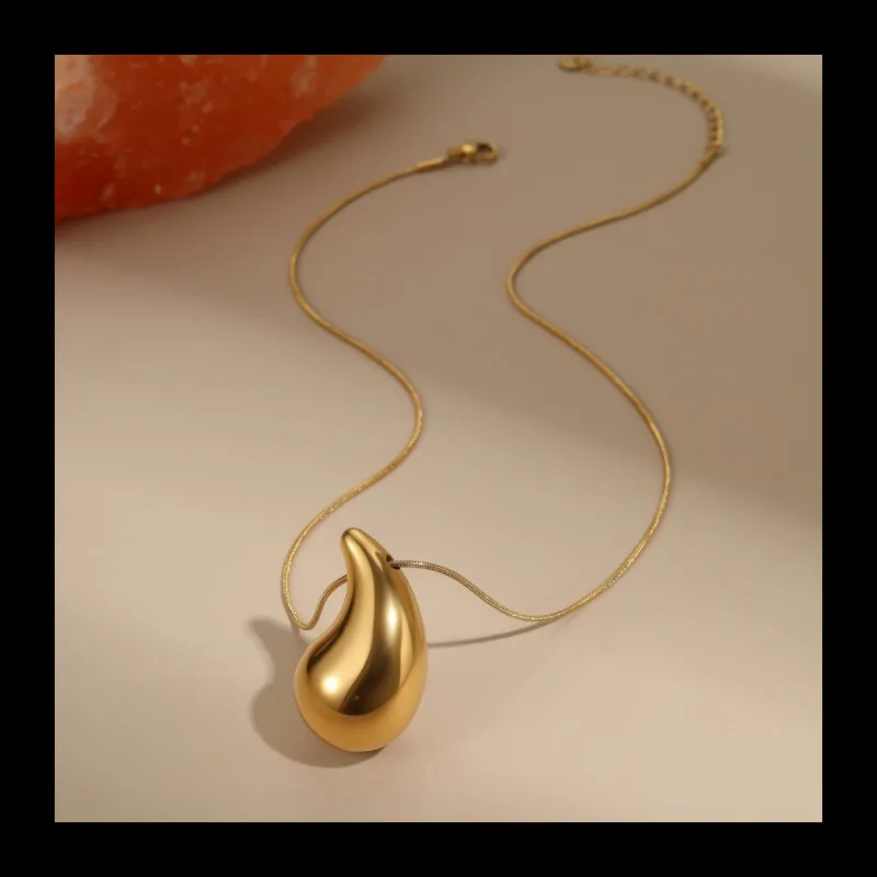 الأزياء الشعبية الراقية تحسس السمين قطرة الماء قلادة قلادة من الفولاذ المقاوم للصدأ لا تتلاشى قلادة المجوهرات بالجملة