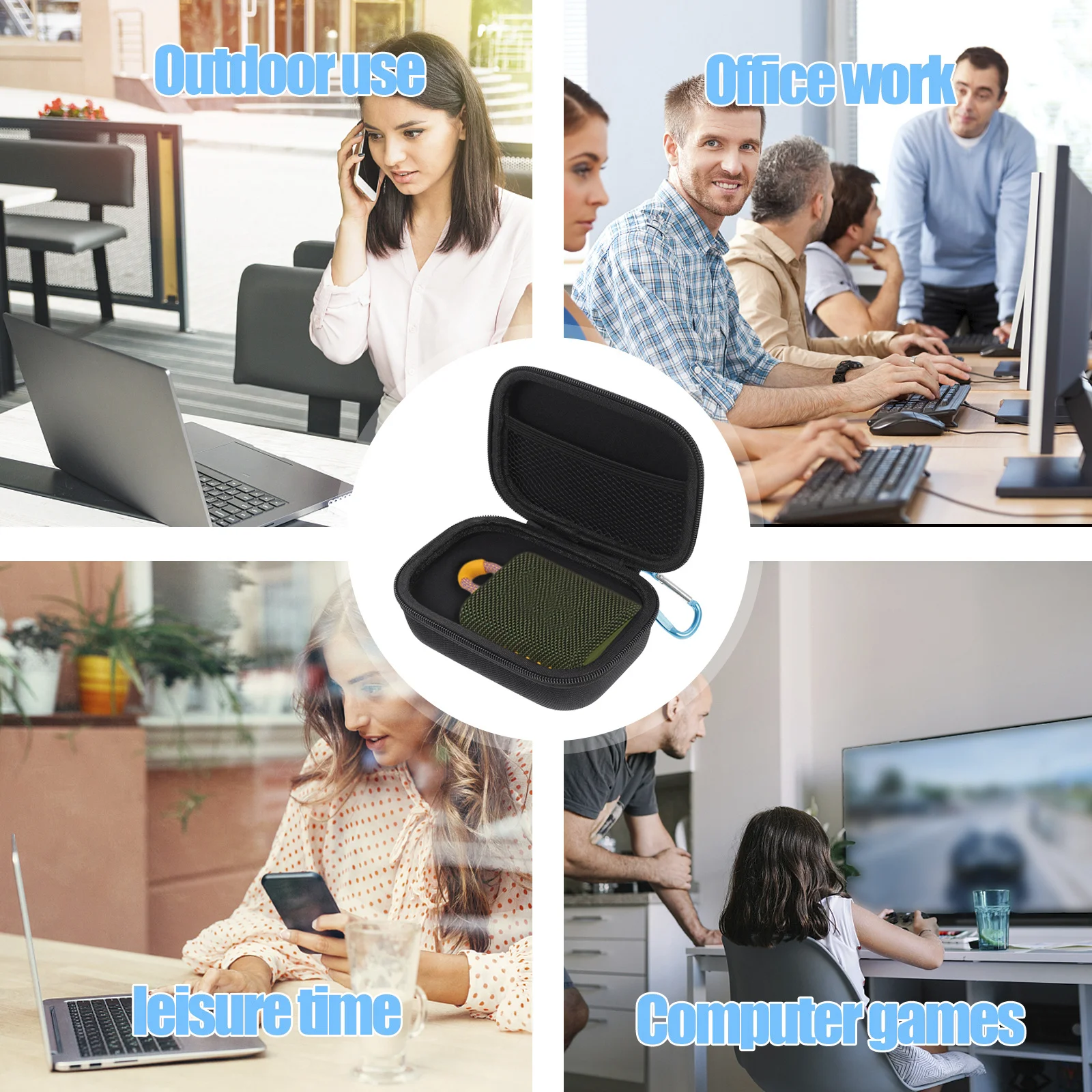 

Hard Case for Speaker Wireless Speaker Storage Case with Carabiner Portable Protection for Go 3 Shockproof Dustproof Travel