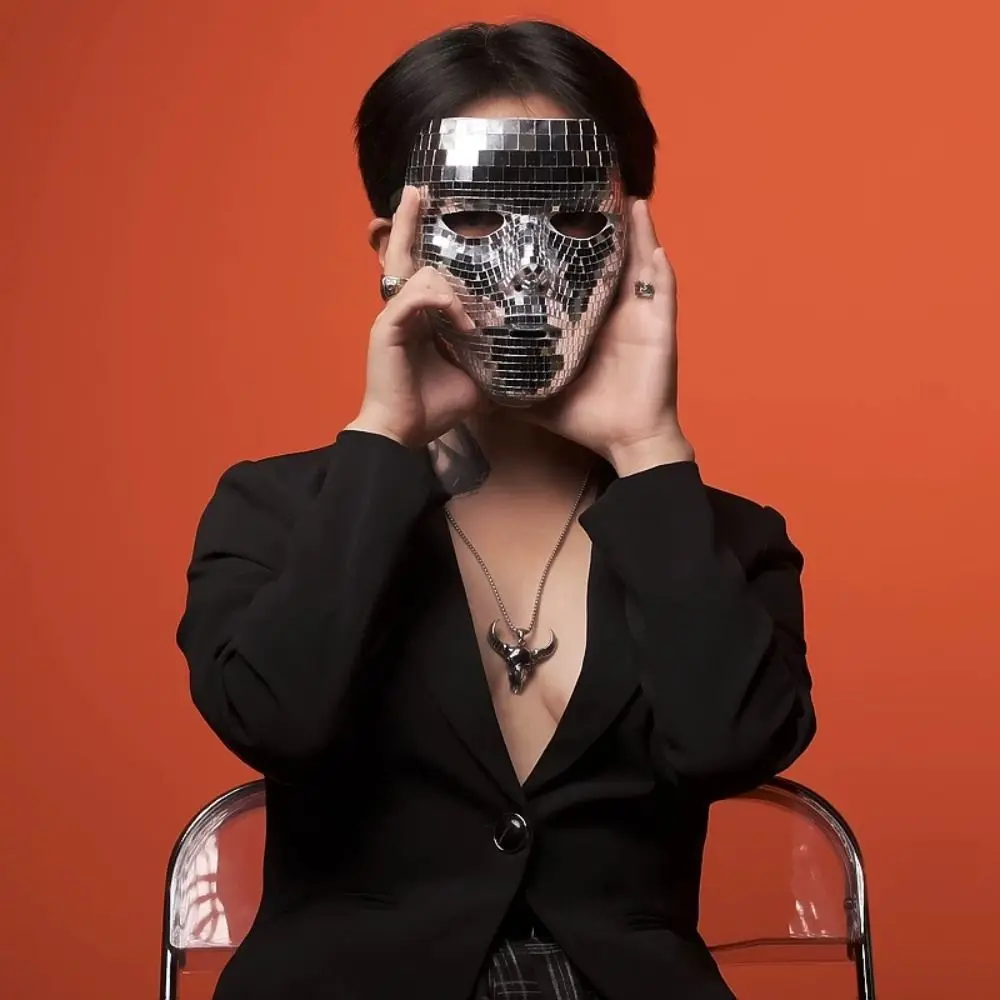 Masker Wajah Cermin Glitter Bola Topeng Masker Wajah Penuh Setengah Wajah Masker Klub Malam Alat Peraga Prom Cosplay Masker Mata Dekorasi DJ Rumah Klub Malam