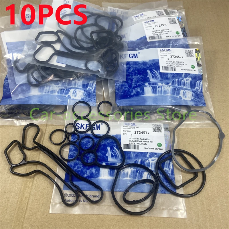 10Set Engine Oil Cooler Gasket Seal Set For Chevrolet Aveo Trax Cruze Orlando Sonic Croma Opel Astra Zafira 1.6L 1.8L 2724577