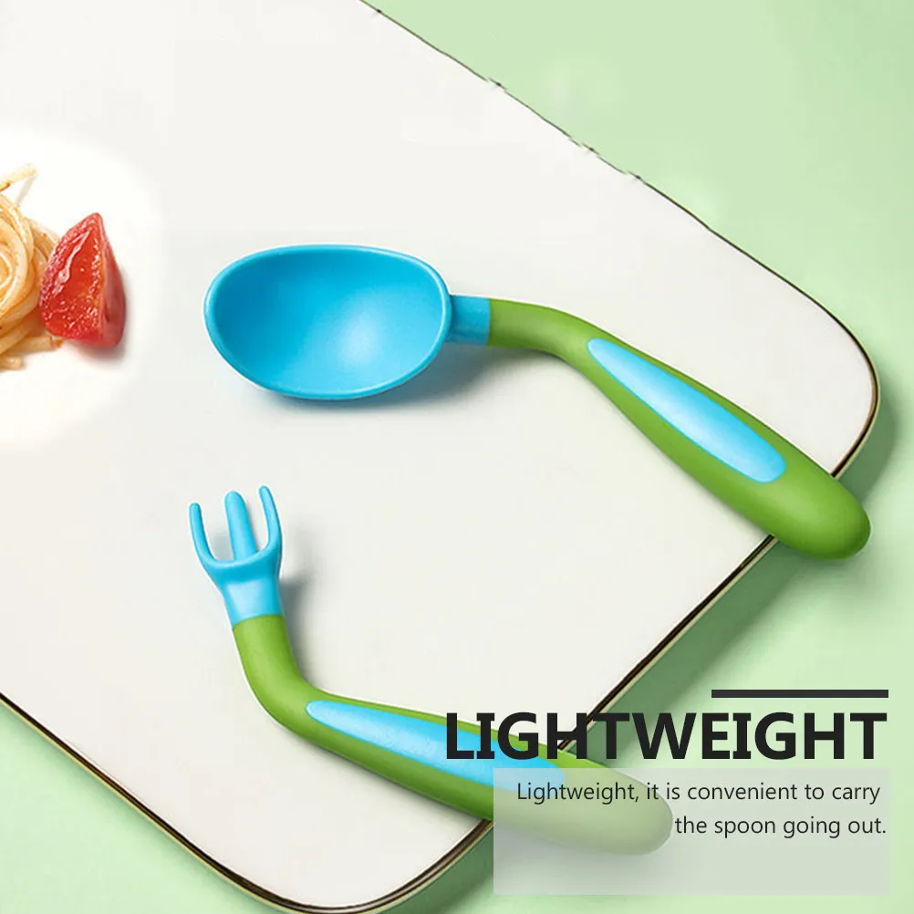 

1Set Learning Tableware for Kids Safe PP Tpe Baby Utensils Spoon Fork High Temp Resistant Lightweight Easy Clean Bendable