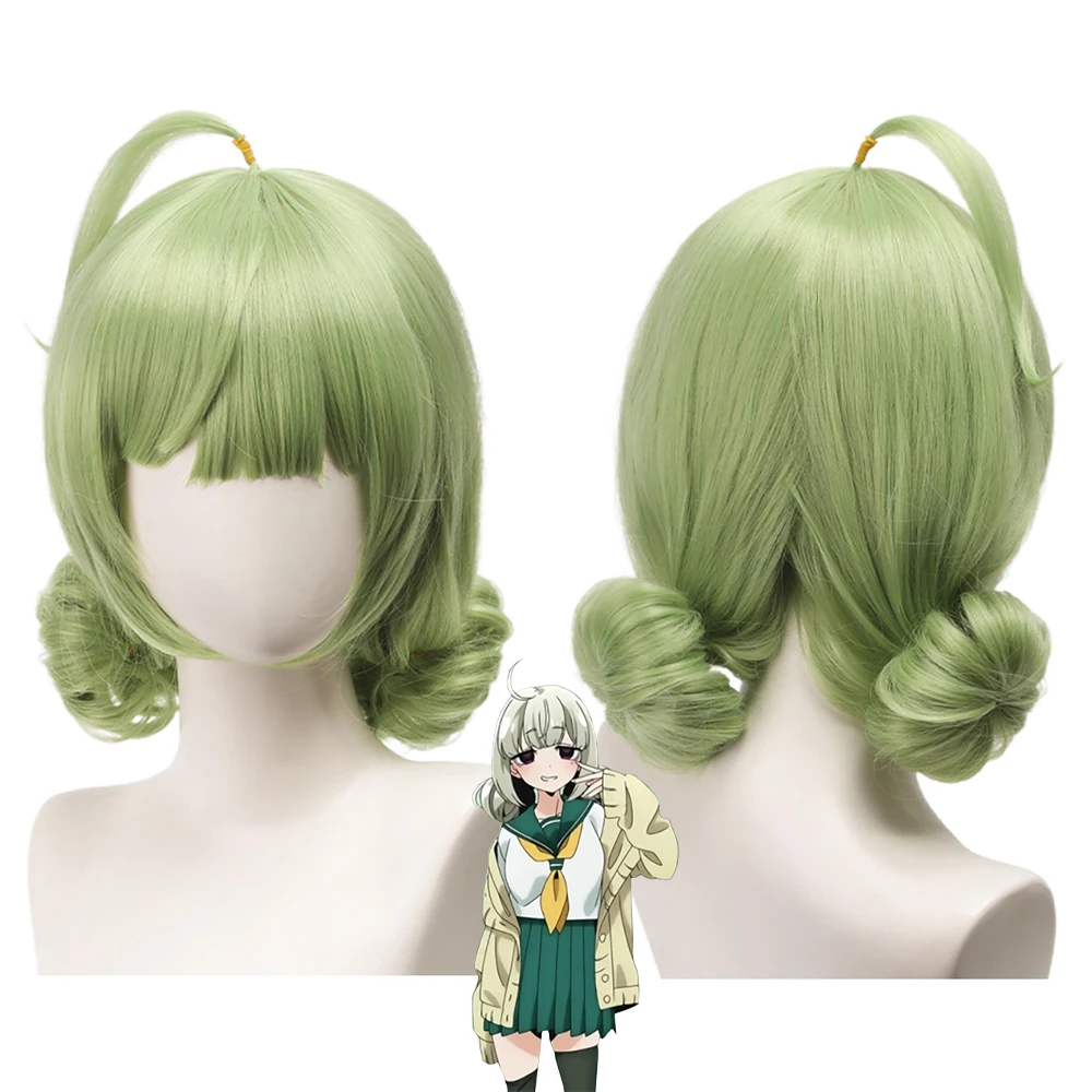 วิกผมคอสเพลย์อนิเมะคุณภาพสูง อารากะ คิวอิ วิกผมสังเคราะห์สีเขียวอ่อน 12 นิ้ว แบบชิ้นเดียว ดัดผมสองด้าน สำหรับงานฮาโลวีน งานปาร์ตี้ และใช้ในชีวิตประจำวัน