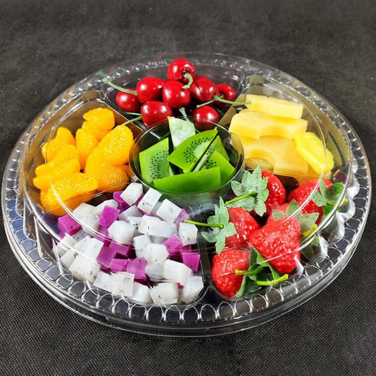 

5pcs Divider Box Fruit Storage Case Plastic Container Six-grid Disposable Food Containers Storage Case Tray Home Use