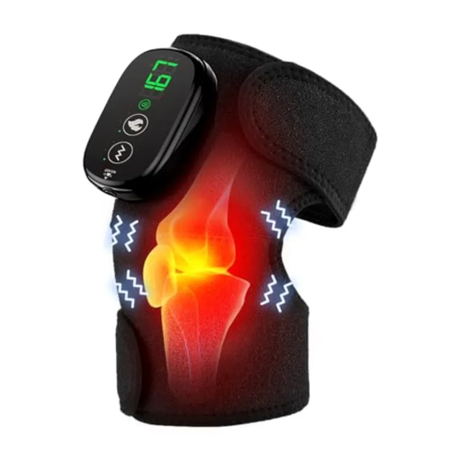 

Foot Massager with Heat, Knee Shoulder Elbow 3 in 1 Feet Massager, Heated Knee Massager, Shoulder Massager with Heat Vibration, 210 mins Battery, Cordless Portable, Touchscreen Control (Black)