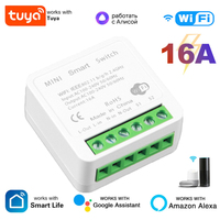 Tuya WiFi 16A Mini Smart Switch Module 2 way Smart  Automation Breaker Relay Module Works with Yandex Alice Alexa Google Home