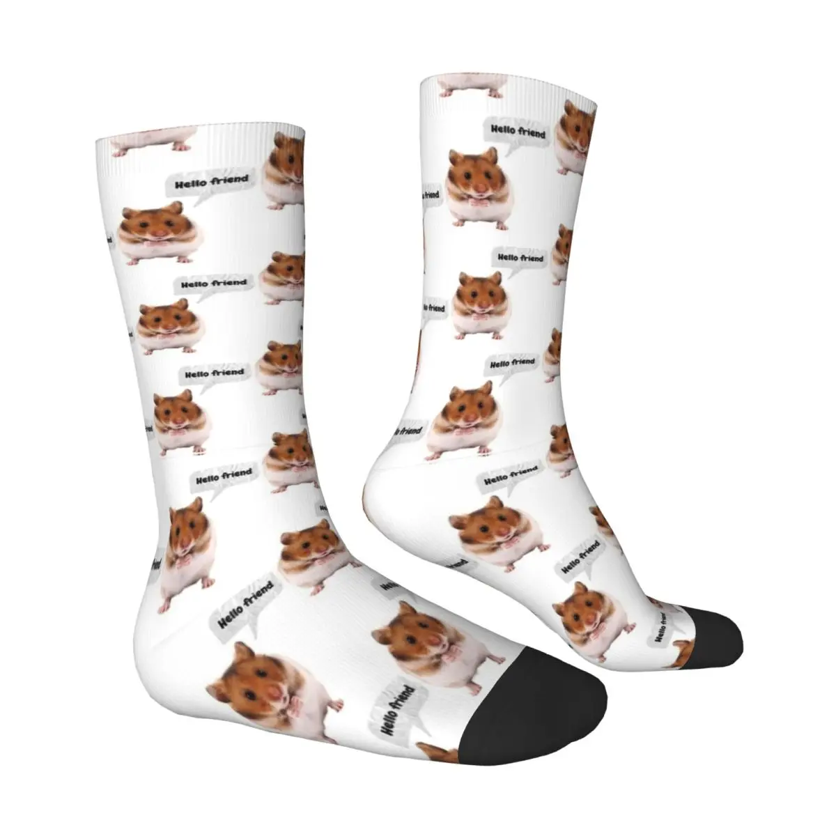 Chaussettes de sport coordonnantes pour hommes, motif hamster Hello, chaussettes Kawaii, course à pied, qualité, automne