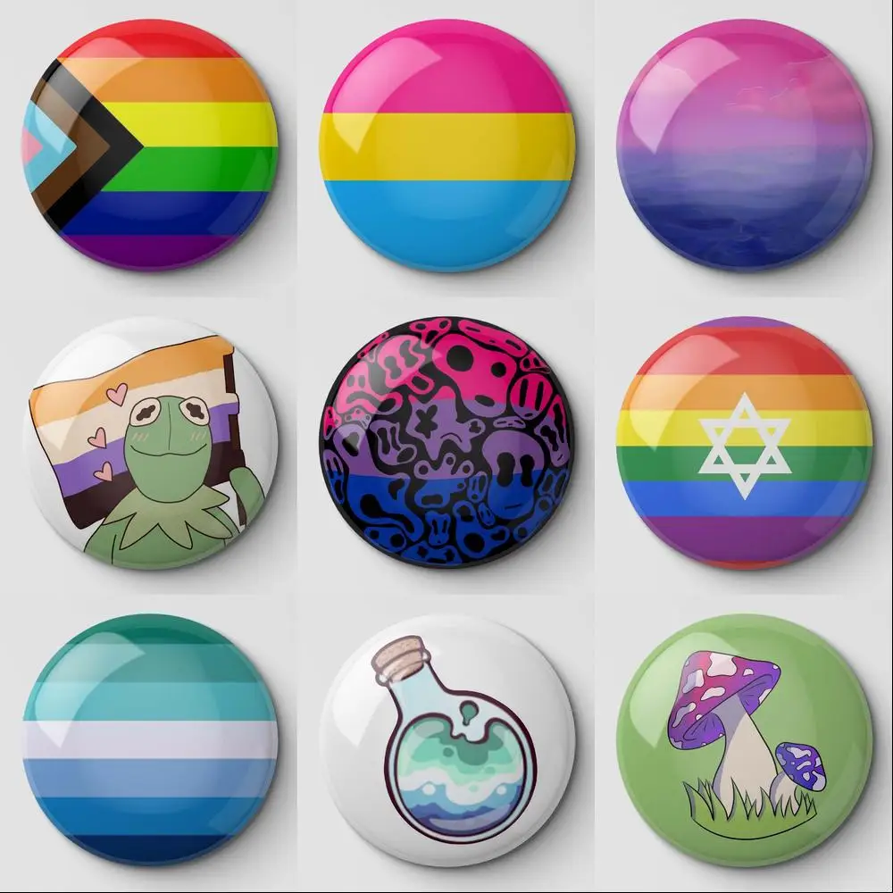 Mlm Pride Flag Gay Man He Him Pronoun Sticker Soft Button Pin Customizable Brooch Funny Women Clothes Metal Cute Hat Jewelry