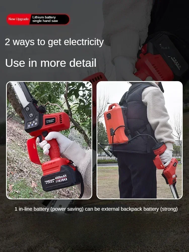 110V/220V Portable Electric Chainsaw with Brushless Motor, Lithium-ion Battery, and Lightweight Design for Easy Handling D