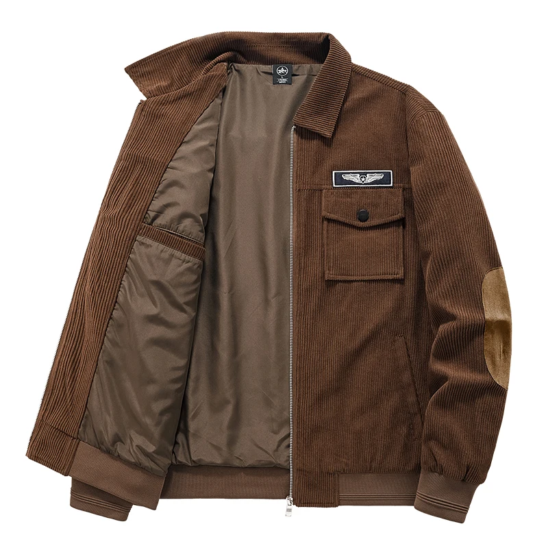 

Men's Fashion Casual Warm Corduroy Outwear Spring Autumn Lightweight Coat Windproof Top Clothing Male Cotton Military Jacket