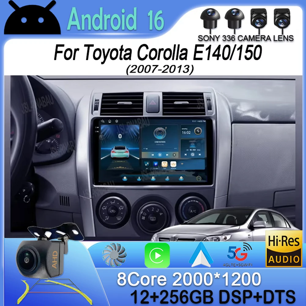 

Android 16 Carplay Auto For Toyota Corolla E140/150 2007 2008 2009 2010 2011 2012 2013 Car Radio Multimedia Player GPS Stereo 4G