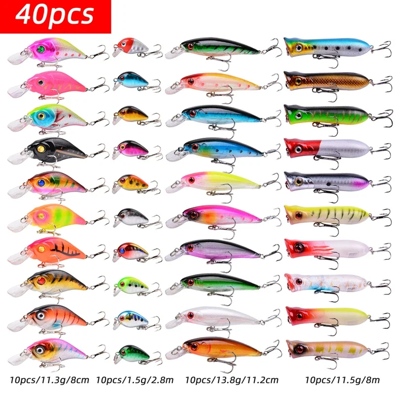 

40/64/84PCS Fishing Lure Set Fishing Hard Bait Mini Minnow Floating Swing Crankbait Crazy Wobblers Artificial Bionic Crank Lures