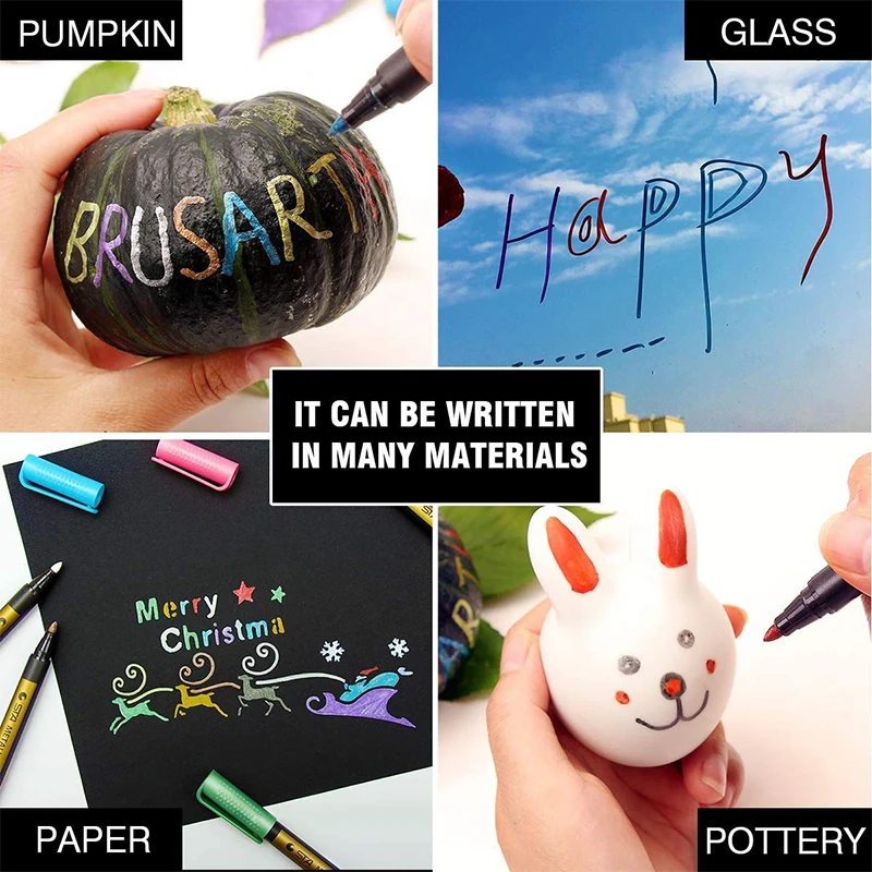 10 Colors Medium Point Metal Markers For Rock Painting, Black Paper, Card Making, Scrapbook Crafts, DIY Photo Albums