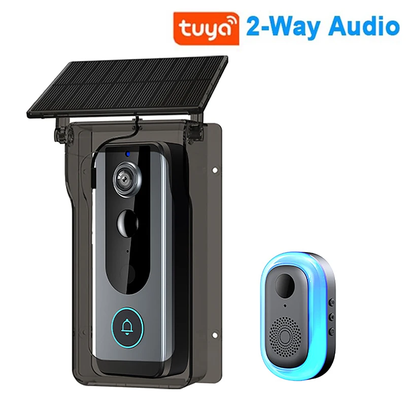 IP65 Tuya Campanello senza fili esterno Copertura solare Videocitofono 1080P Audio bidirezionale Rilevazione movimento Spioncino Telecamera per porta Campanello Wifi