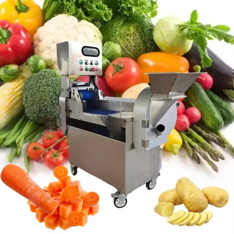 Automatic Stainless Steel Double Head Vegetable Cutter Machine Fruit Vegetable Slicing Equipment