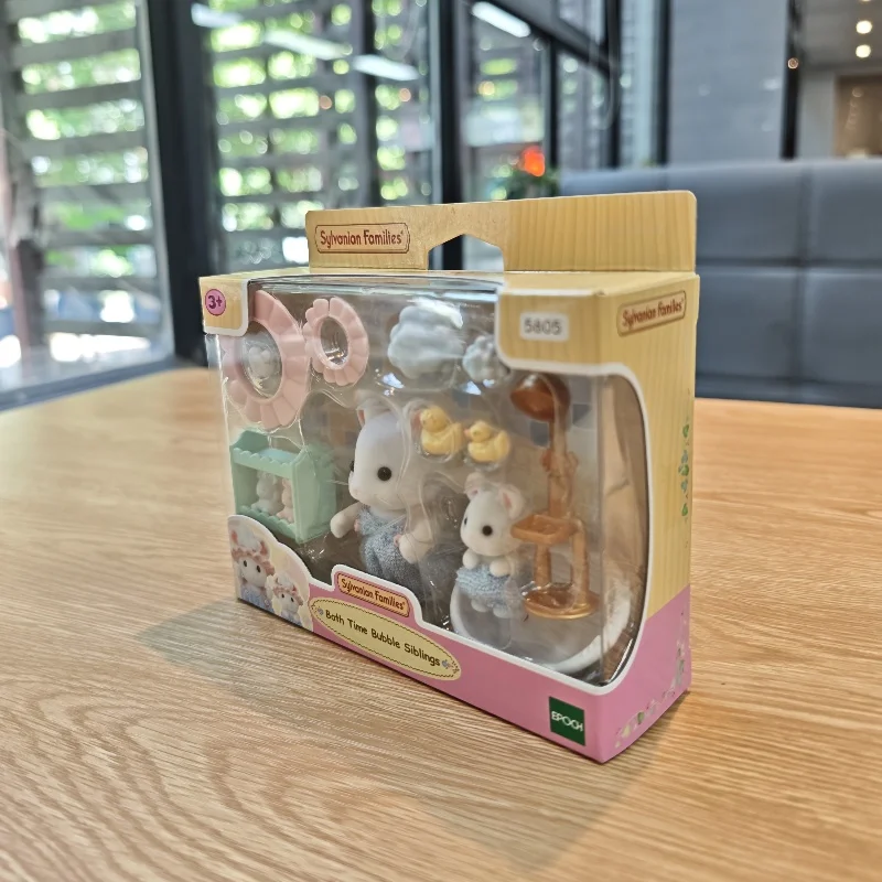 Sylvanian Families Mädchen Kinderspielzeug Calico Critters Miniaturpuppe Kinderspielzeug Mädchen Anime Figuren Badezeit Blase Geschwister