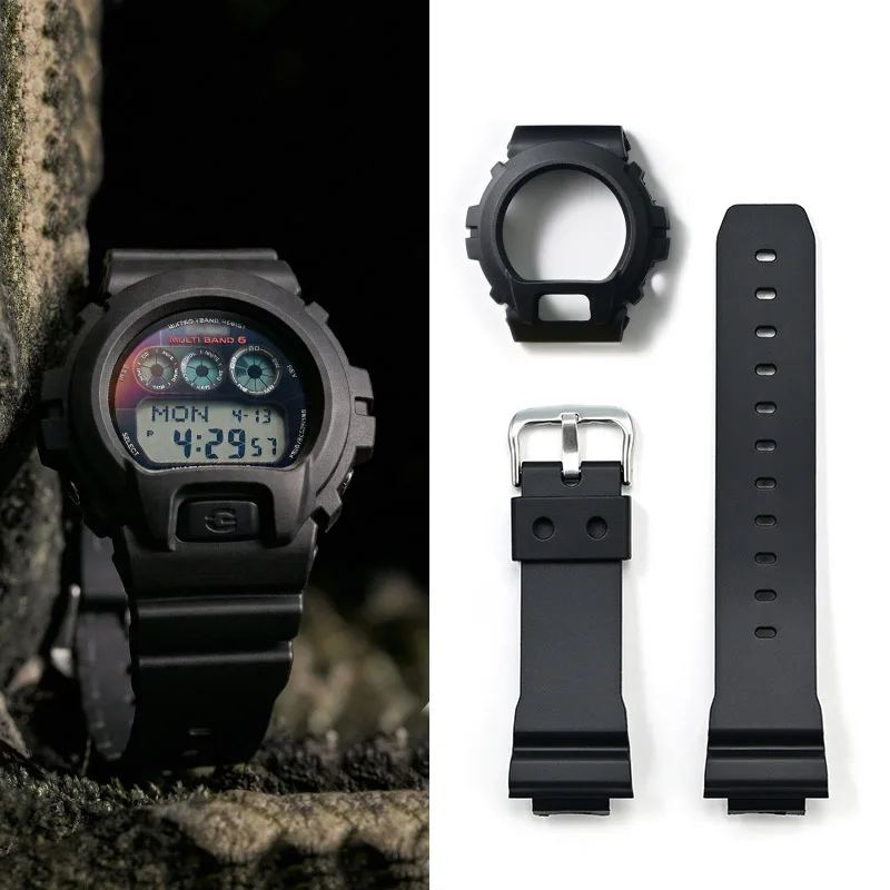 Pulseira de resina e caixa para relógio Casio G-SHOCK DW6900 DW6600 DW3230, pulseira esportiva masculina de TPU macio, acessórios para relógio.