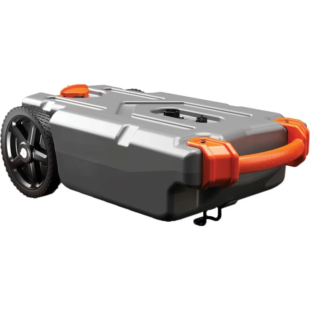 

15 Gallon Portable RV Waste Tank with Heavy Duty Wheels Low Drain Hole Tow Adapter and Sewer Hose