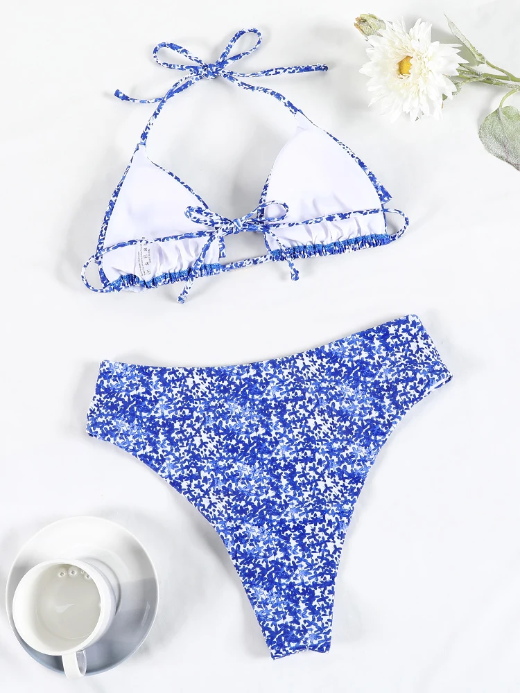 Miyouj Print Bathing Suit Triangle Bikini Sets High Waist Beachwear Sexy Bikinis 2023 Swimsuit Women Swimwear Bandage Biquinis