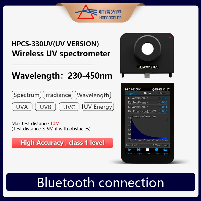 Hopoocolor HPCS-330UV 230-450nm Spectrometer Light Wavelength Spectrum Meter UV Lamp Analyzer