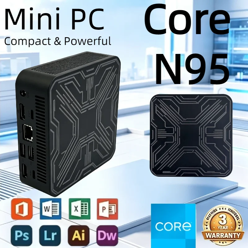 New Mini PC Portable Intel Core N95 Mini Computer 16GB RAM Gamer 512GB 1TB SSD 1000M Ethernet Gaming PC Desktop