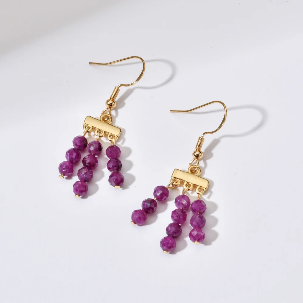 ZMZY Natural Stone 3 Layer Drop Dangle Earrings for Women African Turquoises Quartz Healing Earring Jewelry Party Gift