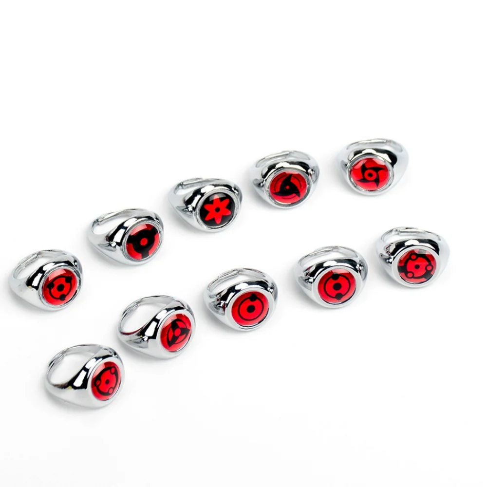 Anime Naruto Akatsuki Itachi Ring Cosplay Ring Accessories Sharingan Action Figure Prop Metal Ring Children Kids Boy Cool Gift