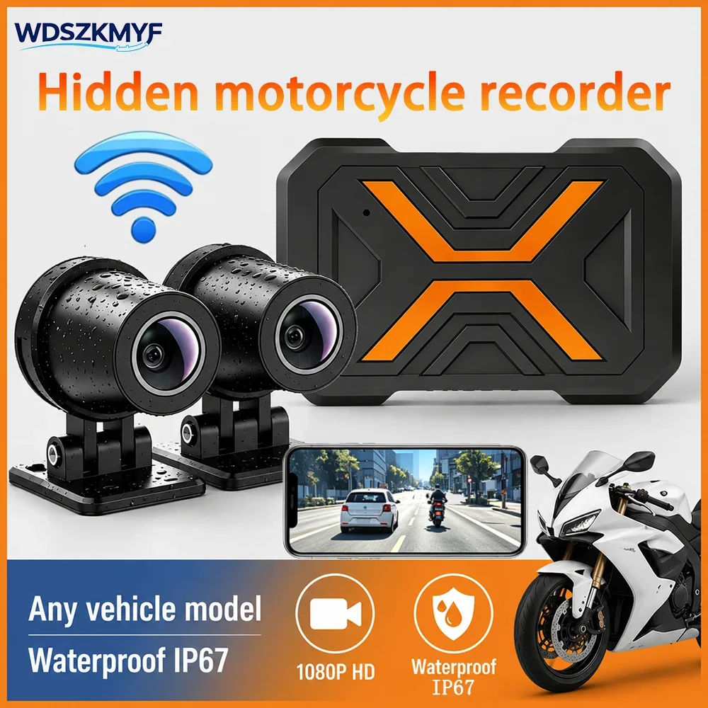 Full HD 1080P Dual Lens Motorcycle Dash Recorder IP67 Waterproof WiFi Mobile Control EIS Stabilization Outdoor Motorbike Sports
